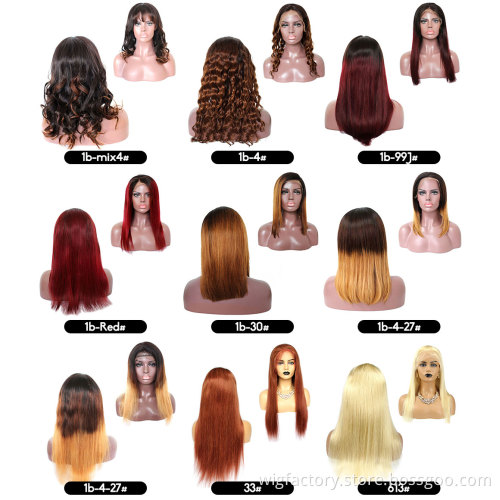 wholesale colored wig human hair 100% brazilian with baby hair, good grade transparent lace front wig human hair,
